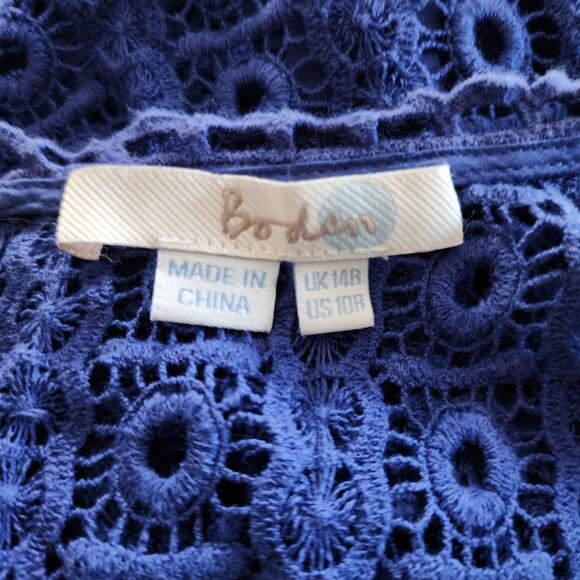 Boden Dress Womens Size 10 Imperial Blue Althea Crocheted Eyelet Lace 10R - Picture 3 of 10